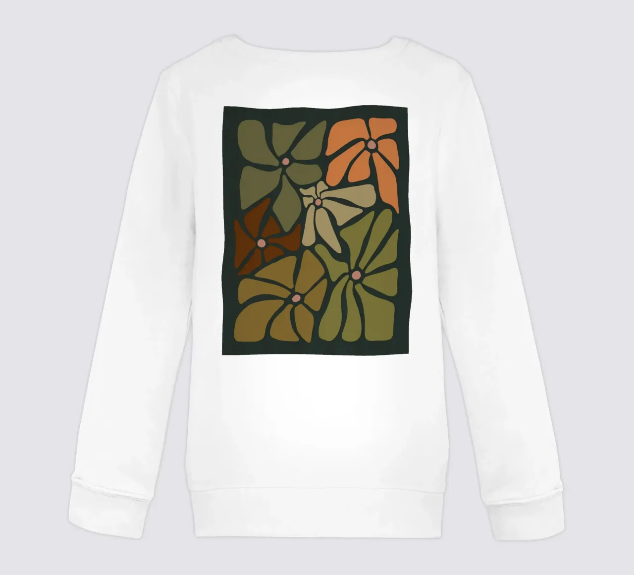 Fiori autunnali retrò di metà secolo in arancione, crema, tan e kaki felpa bambino da This Wild Soul - Illustration