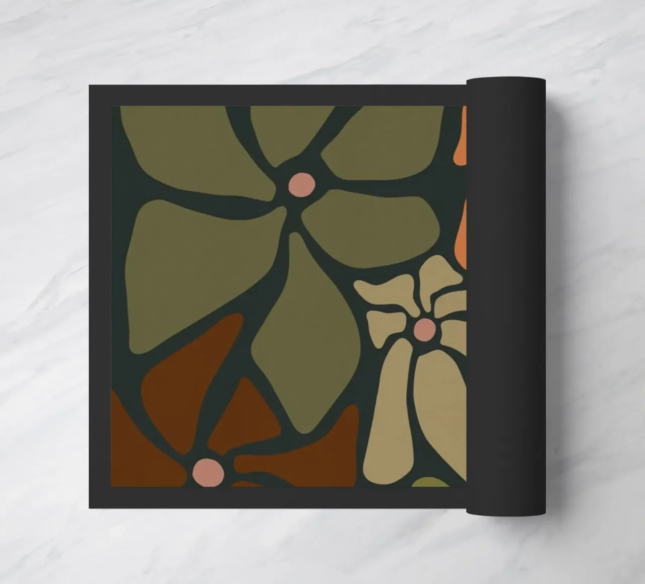 Fiori autunnali retrò di metà secolo in arancione, crema, tan e kaki zerbino da This Wild Soul - Illustration