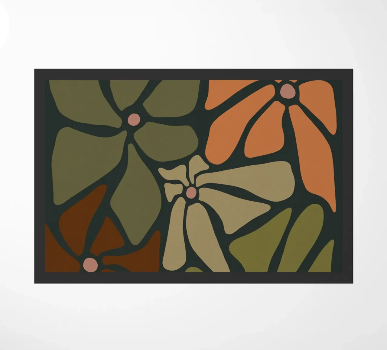 Fiori autunnali retrò di metà secolo in arancione, crema, tan e kaki zerbino da This Wild Soul - Illustration