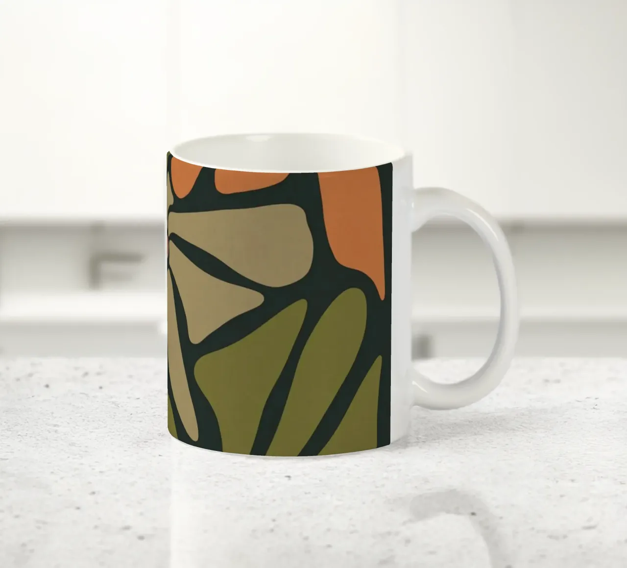 Fiori autunnali retrò di metà secolo in arancione, crema, tan e kaki tazza in ceramica da This Wild Soul - Illustration