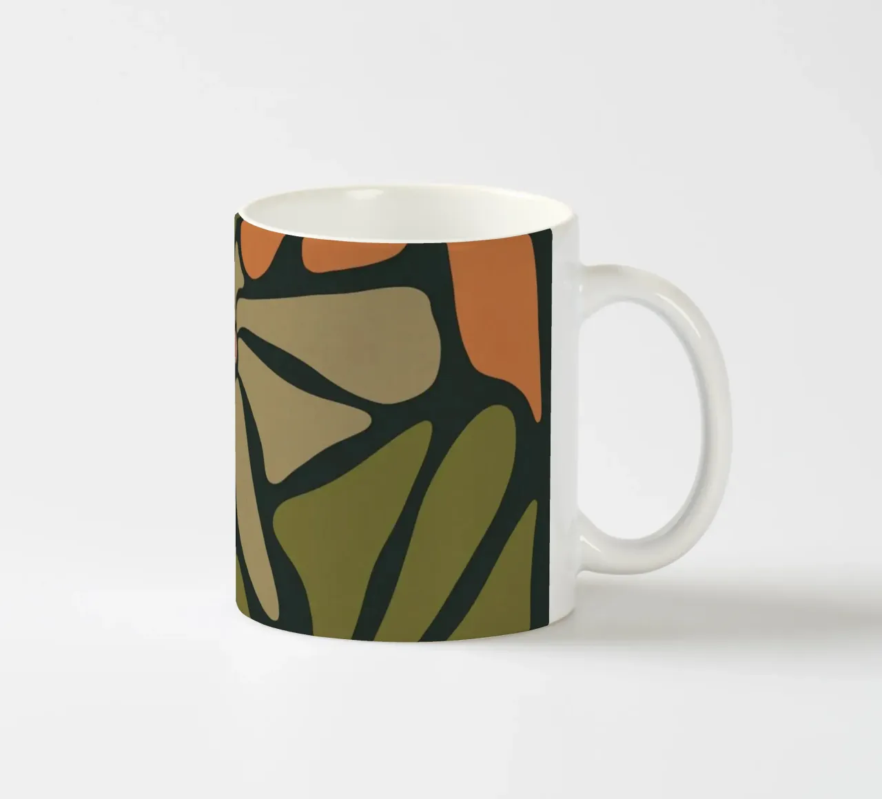 Fiori autunnali retrò di metà secolo in arancione, crema, tan e kaki tazza in ceramica da This Wild Soul - Illustration