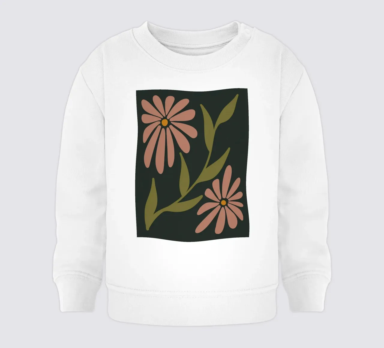 Fiori retrò di metà secolo, rosa, arancione, marrone, verde kaki felpa neonato da This Wild Soul - Illustration
