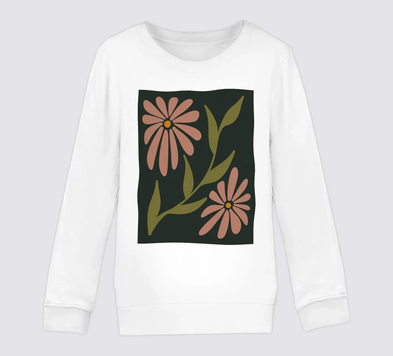 Fiori retrò di metà secolo, rosa, arancione, marrone, verde kaki felpa bambino da This Wild Soul - Illustration