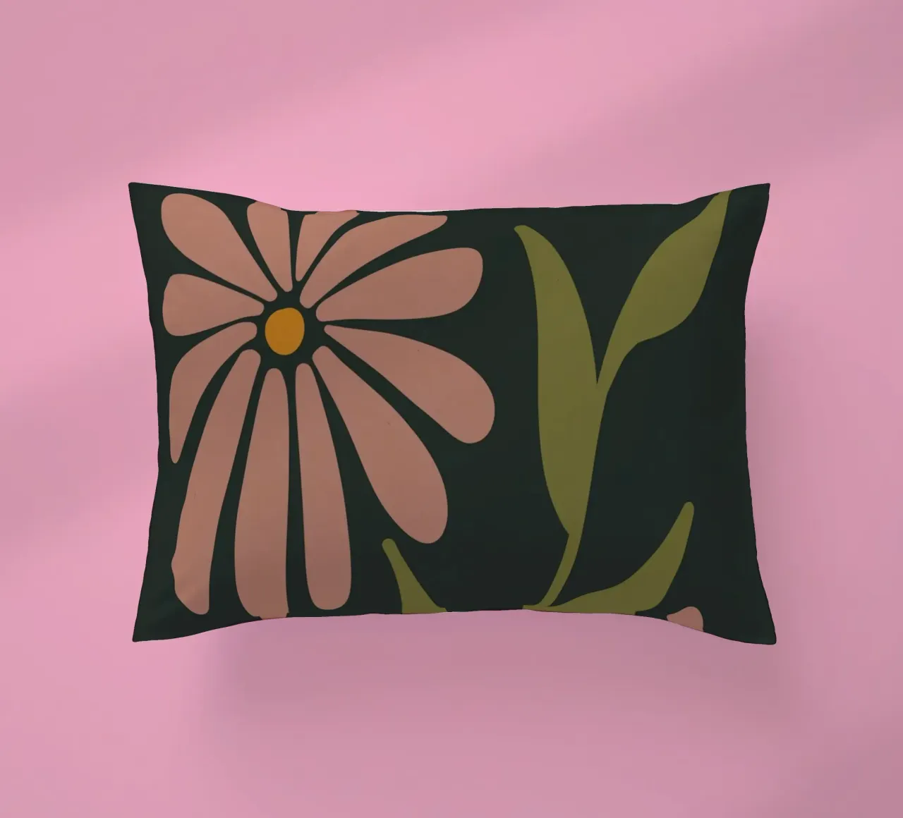 Fiori retrò di metà secolo, rosa, arancione, marrone, verde kaki cuscino da This Wild Soul - Illustration