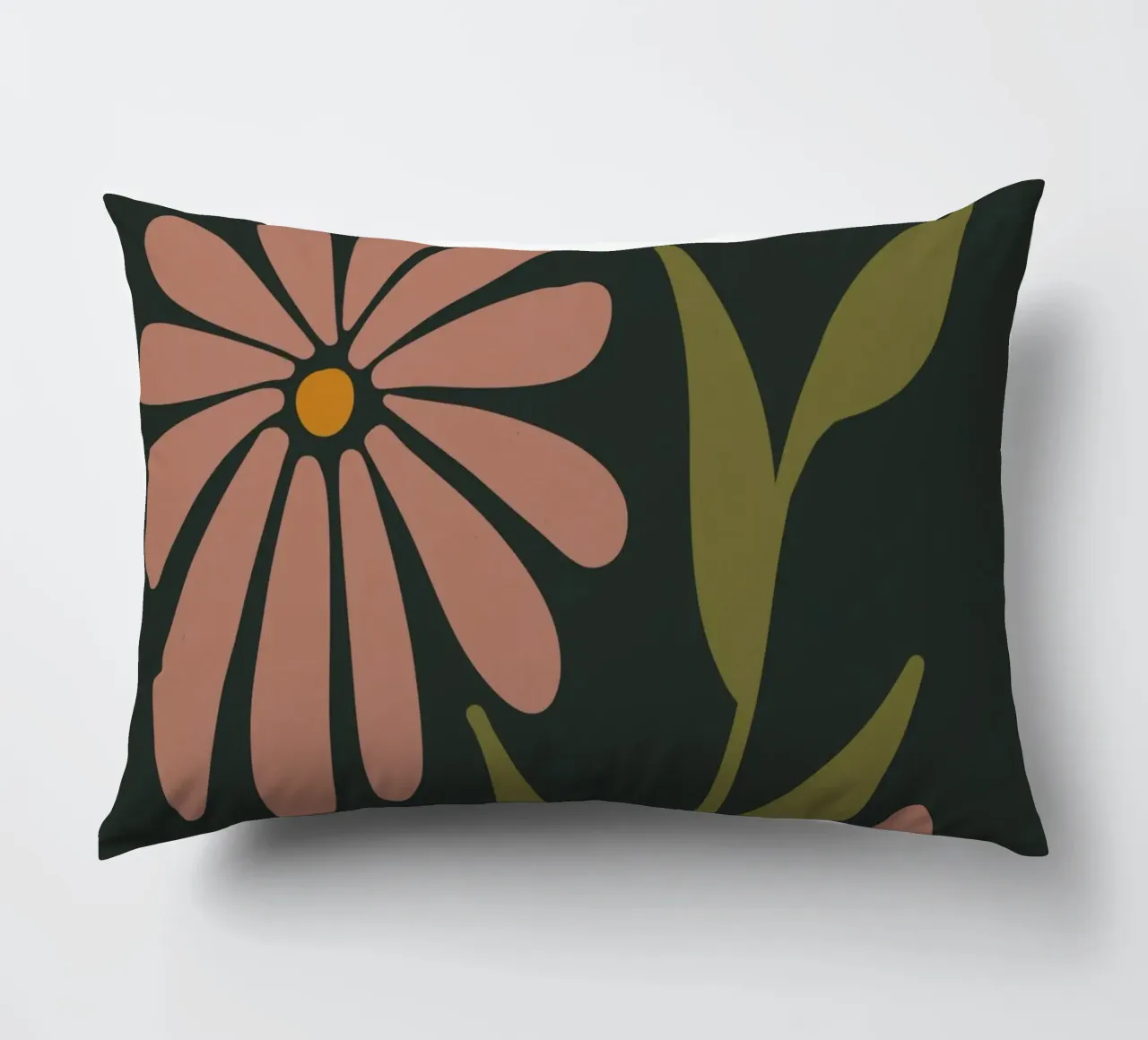 Fiori retrò di metà secolo, rosa, arancione, marrone, verde kaki cuscino da This Wild Soul - Illustration