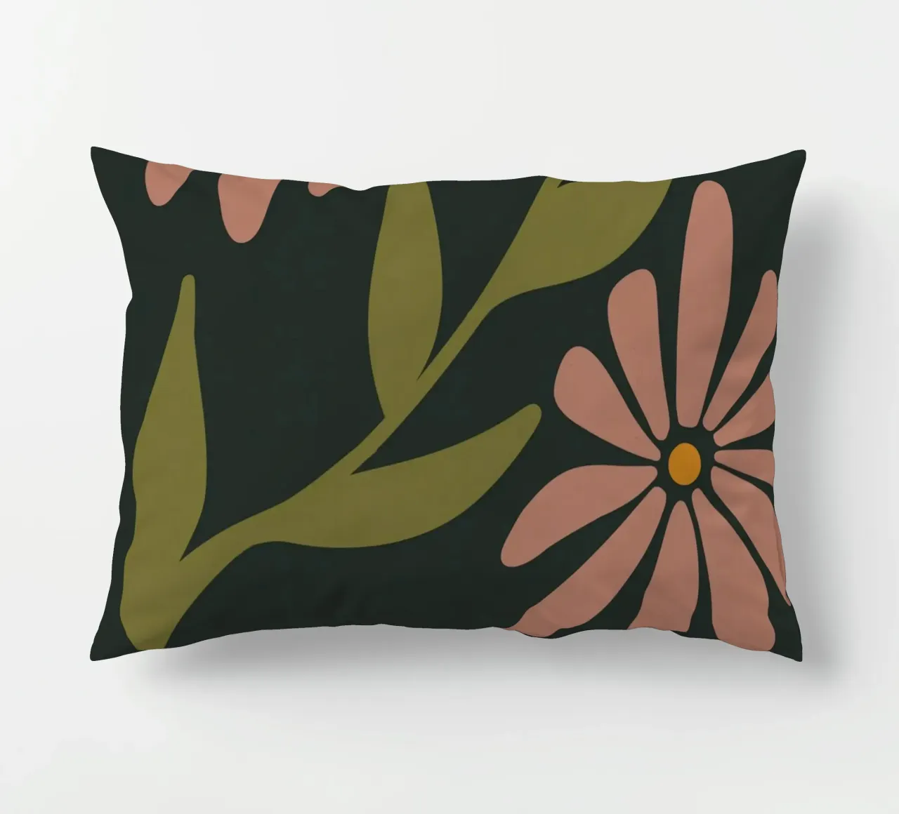 Fiori retrò di metà secolo, rosa, arancione, marrone, verde kaki cuscino da This Wild Soul - Illustration