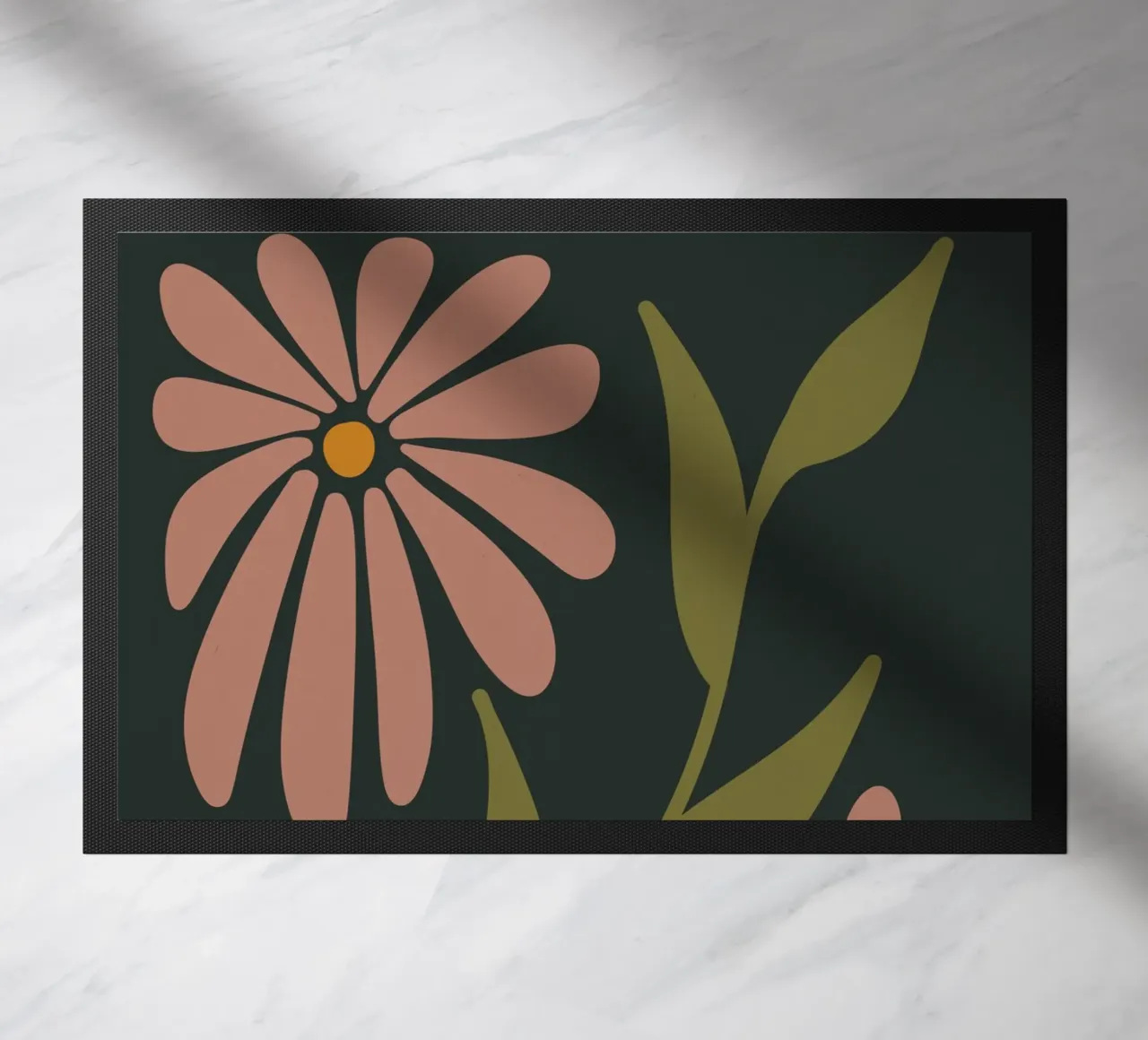 Fiori retrò di metà secolo, rosa, arancione, marrone, verde kaki zerbino da This Wild Soul - Illustration