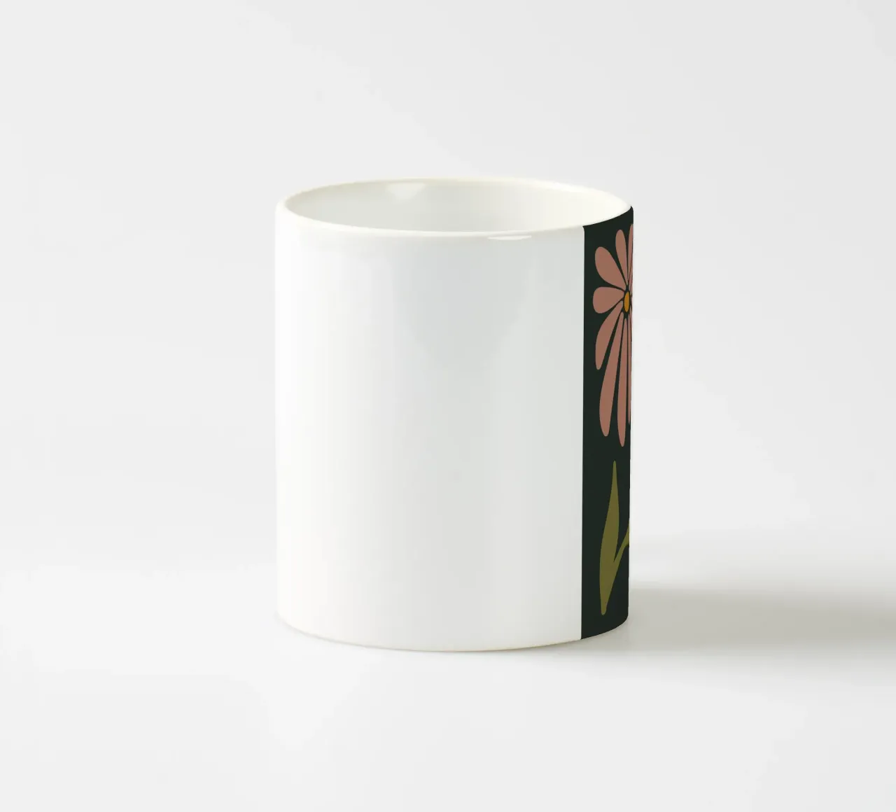 Fiori retrò di metà secolo, rosa, arancione, marrone, verde kaki tazza in ceramica da This Wild Soul - Illustration