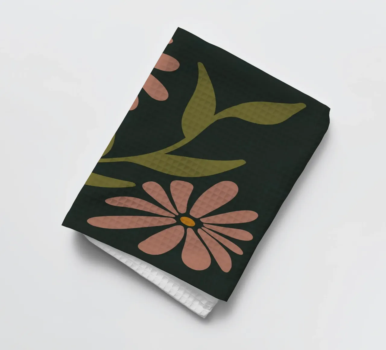 Fiori retrò di metà secolo, rosa, arancione, marrone, verde kaki canovaccio da cucina da This Wild Soul - Illustration