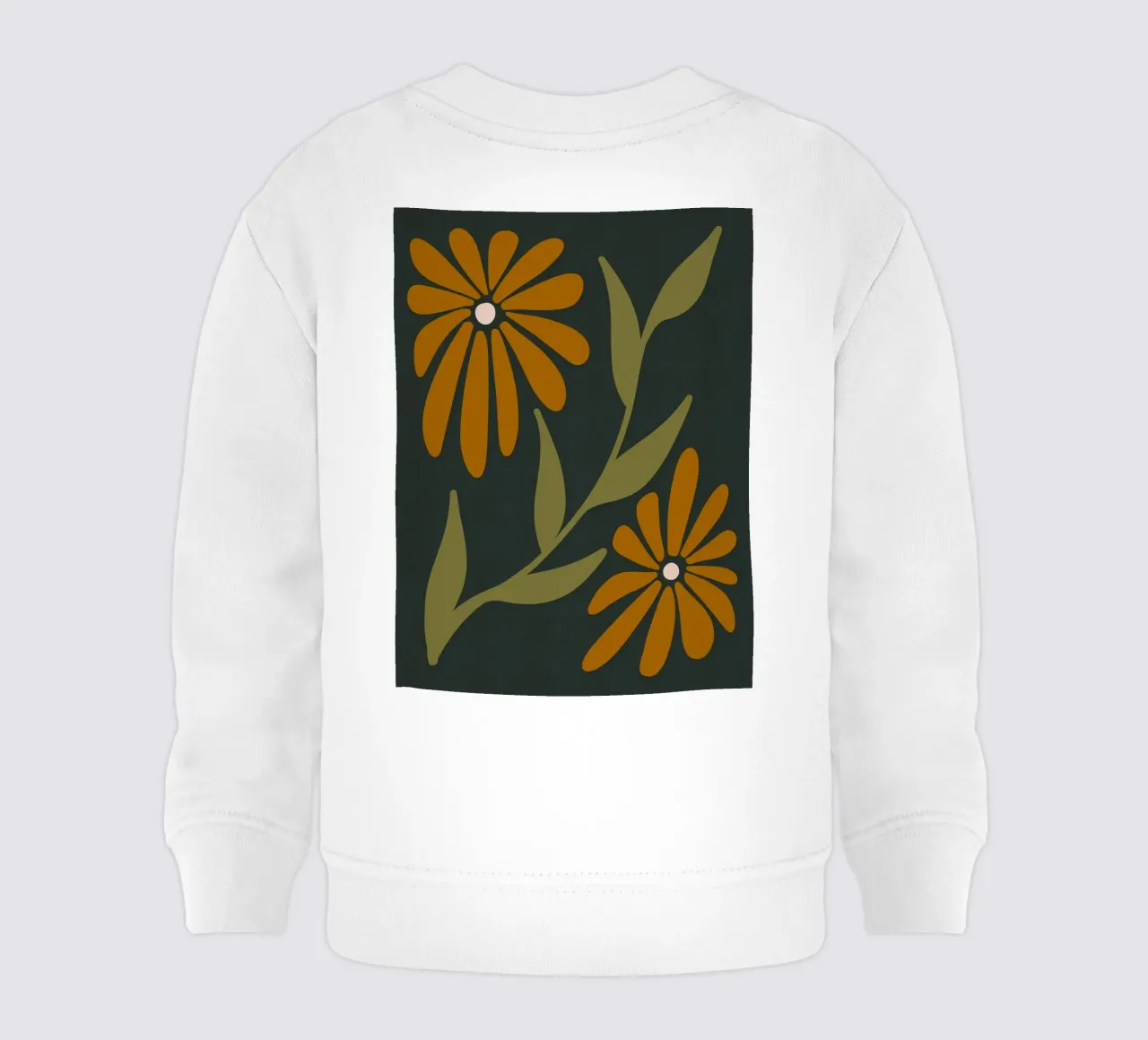 Fiori retrò di metà secolo, arancione, marrone, cachi, verde scuro felpa neonato da This Wild Soul - Illustration