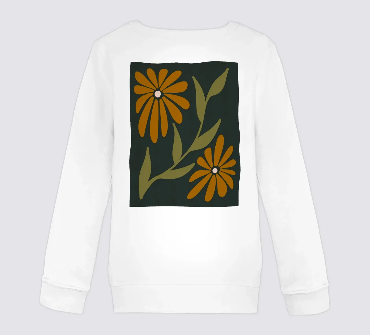 Fiori retrò di metà secolo, arancione, marrone, cachi, verde scuro felpa bambino da This Wild Soul - Illustration