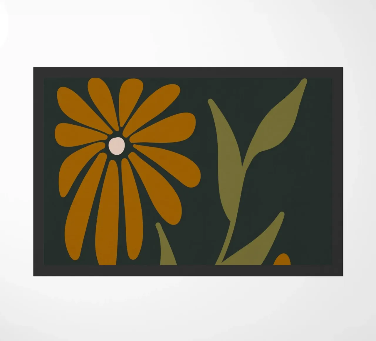 Fiori retrò di metà secolo, arancione, marrone, cachi, verde scuro zerbino da This Wild Soul - Illustration