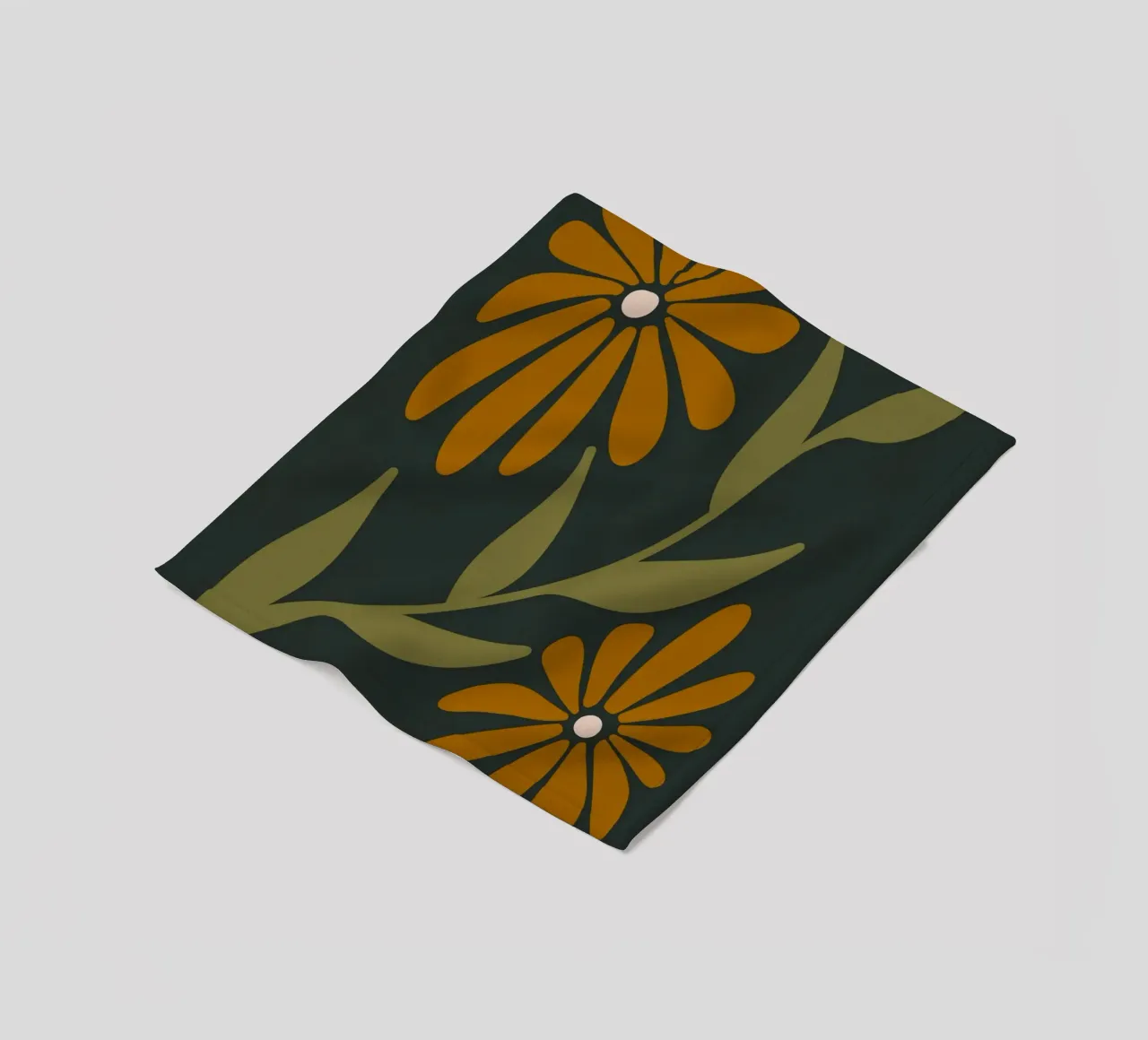 Fiori retrò di metà secolo, arancione, marrone, cachi, verde scuro coperta in pile da This Wild Soul - Illustration