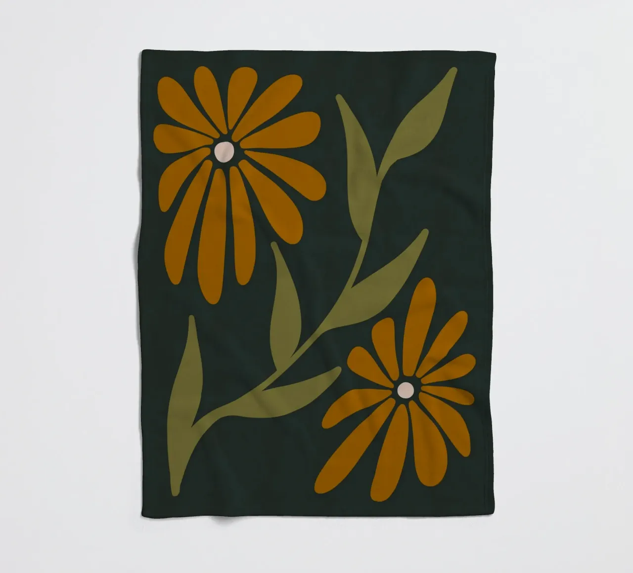Fiori retrò di metà secolo, arancione, marrone, cachi, verde scuro coperta in pile da This Wild Soul - Illustration