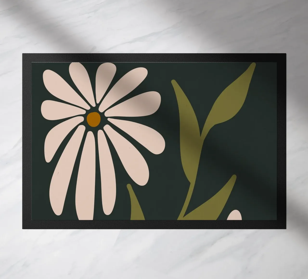 Fiori retrò di metà secolo, crema, cachi, verde scuro anni '70-'60 zerbino da This Wild Soul - Illustration