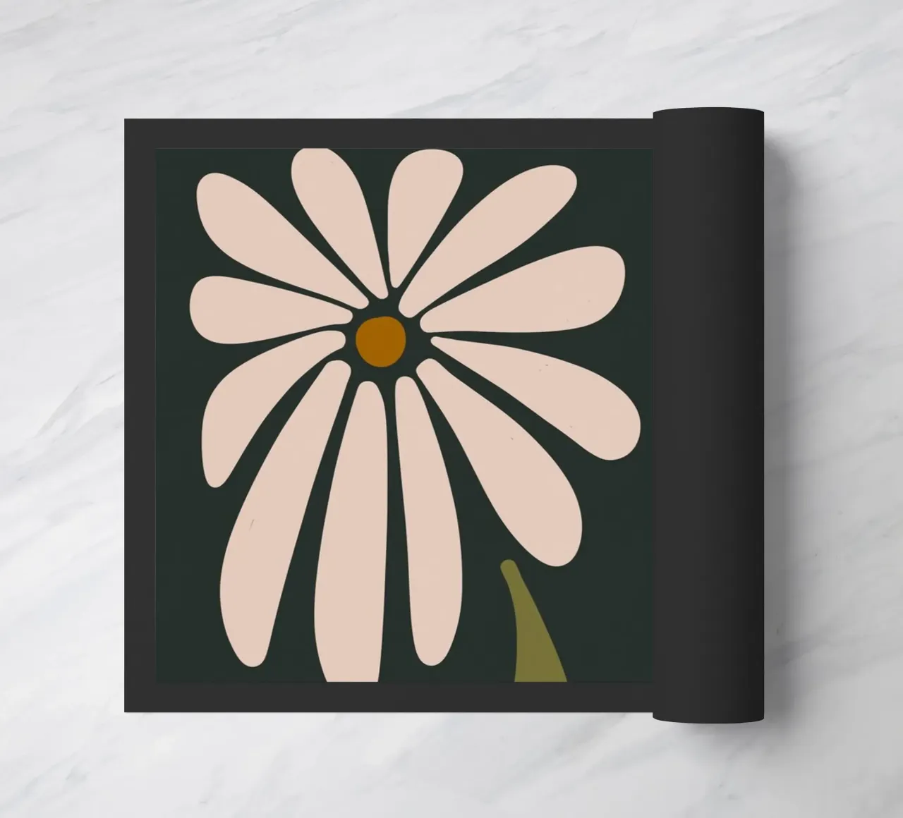 Fiori retrò di metà secolo, crema, cachi, verde scuro anni '70-'60 zerbino da This Wild Soul - Illustration
