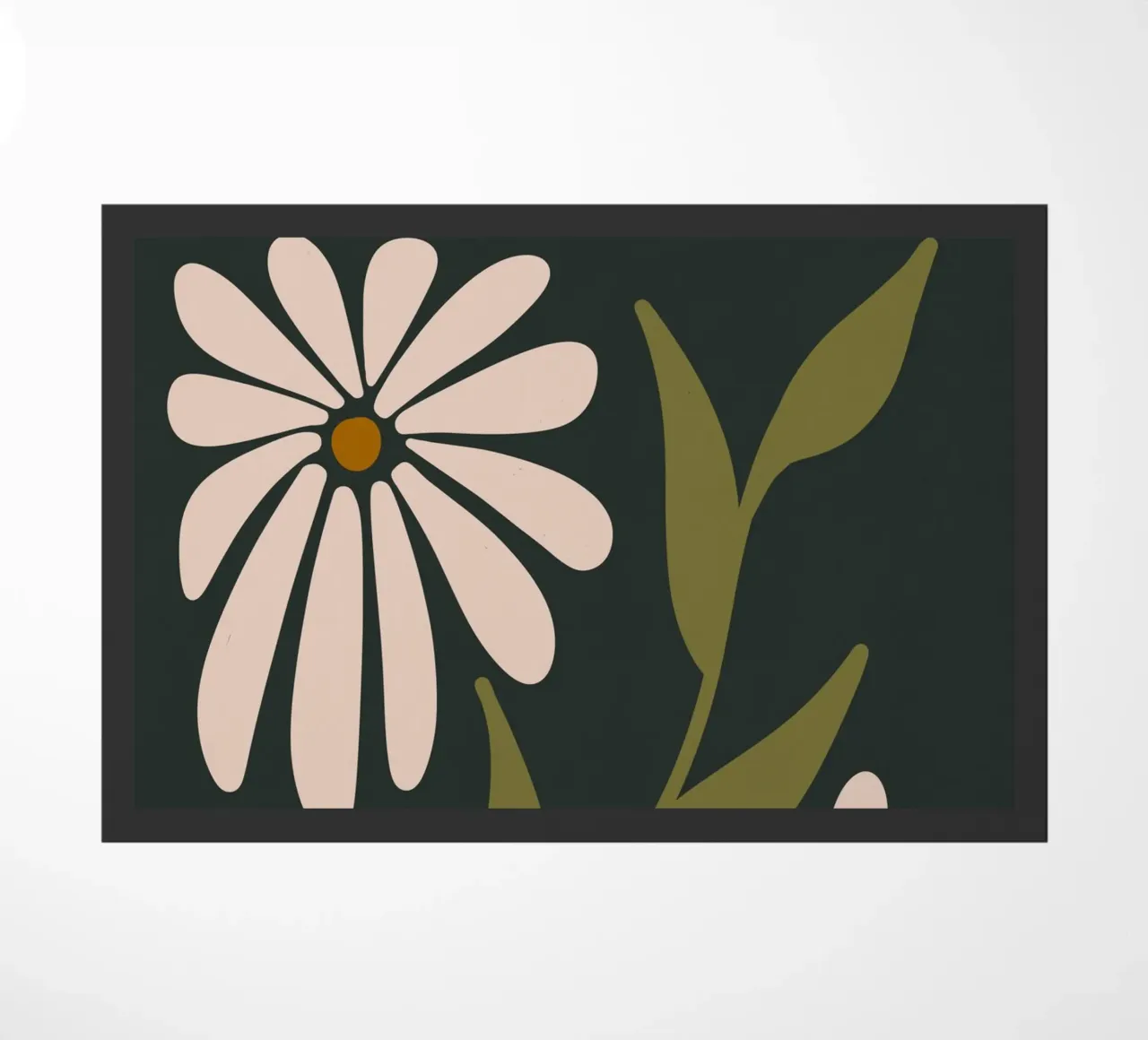 Fiori retrò di metà secolo, crema, cachi, verde scuro anni '70-'60 zerbino da This Wild Soul - Illustration