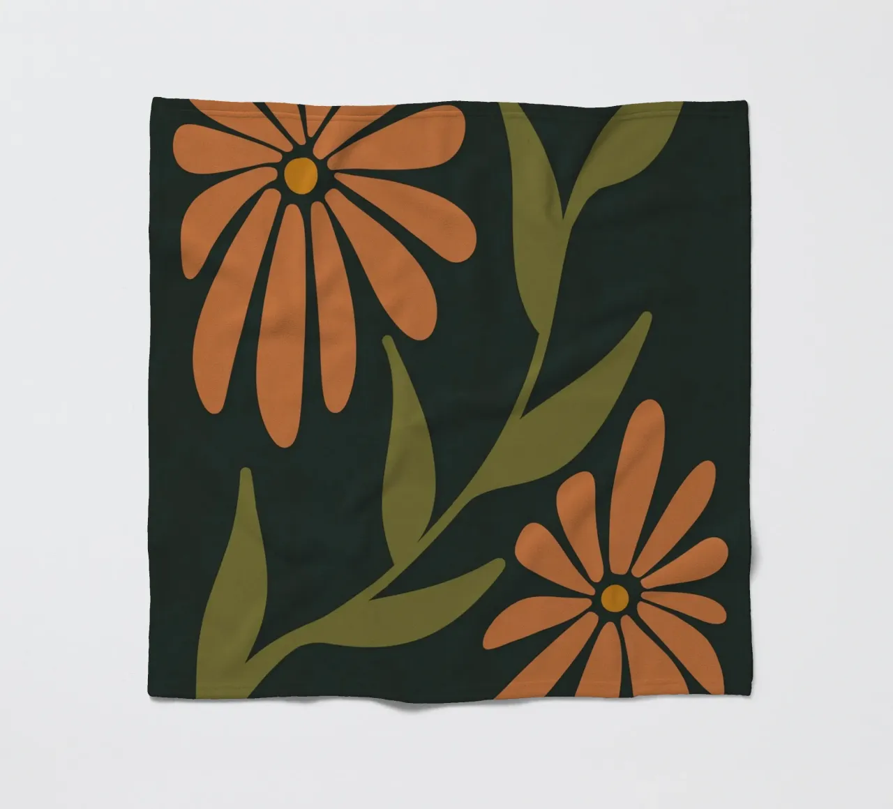 Fiori retrò di metà secolo, arancione, marrone, cachi, verde anni '70-'60 coperta in pile da This Wild Soul - Illustration