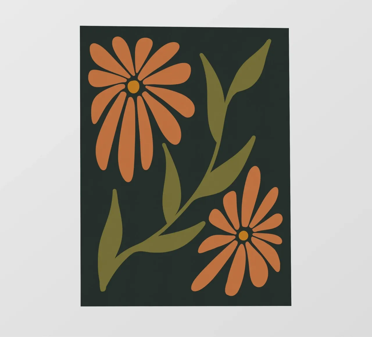 Fiori retrò di metà secolo, arancione, marrone, cachi, verde anni '70-'60 telo in pvc da This Wild Soul - Illustration