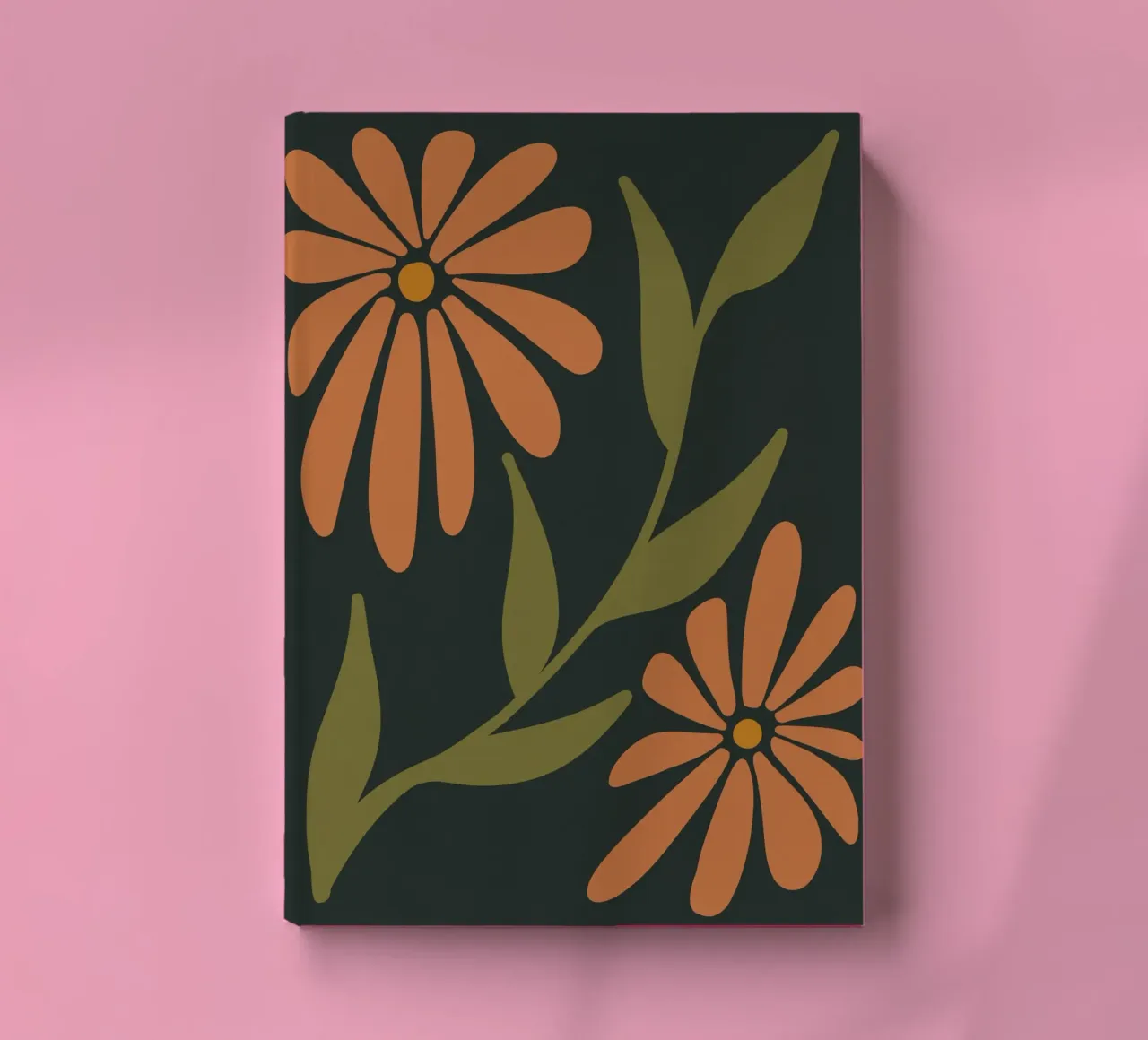 Fiori retrò di metà secolo, arancione, marrone, cachi, verde anni '70-'60 diario da This Wild Soul - Illustration