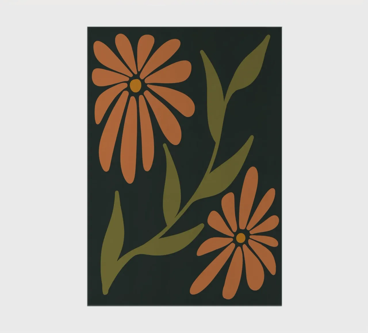 Fiori retrò di metà secolo, arancione, marrone, cachi, verde anni '70-'60 diario da This Wild Soul - Illustration