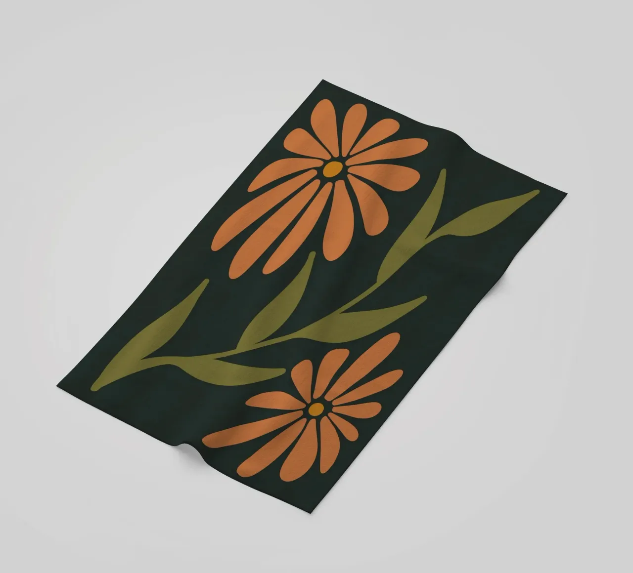 Fiori retrò di metà secolo, arancione, marrone, cachi, verde anni '70-'60 telo mare da This Wild Soul - Illustration