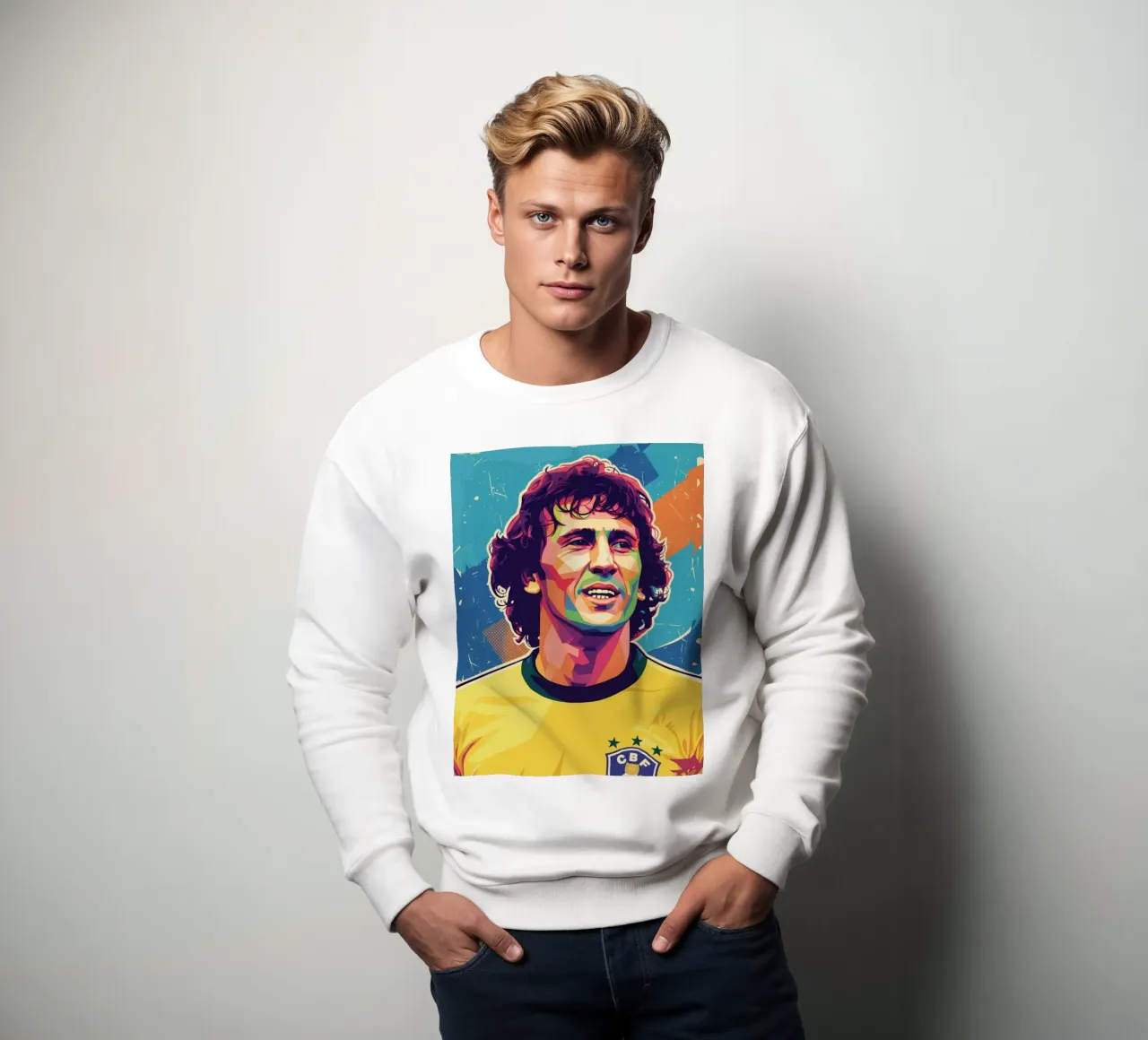 Ritratto pop art di Zico felpa da Hantamrata