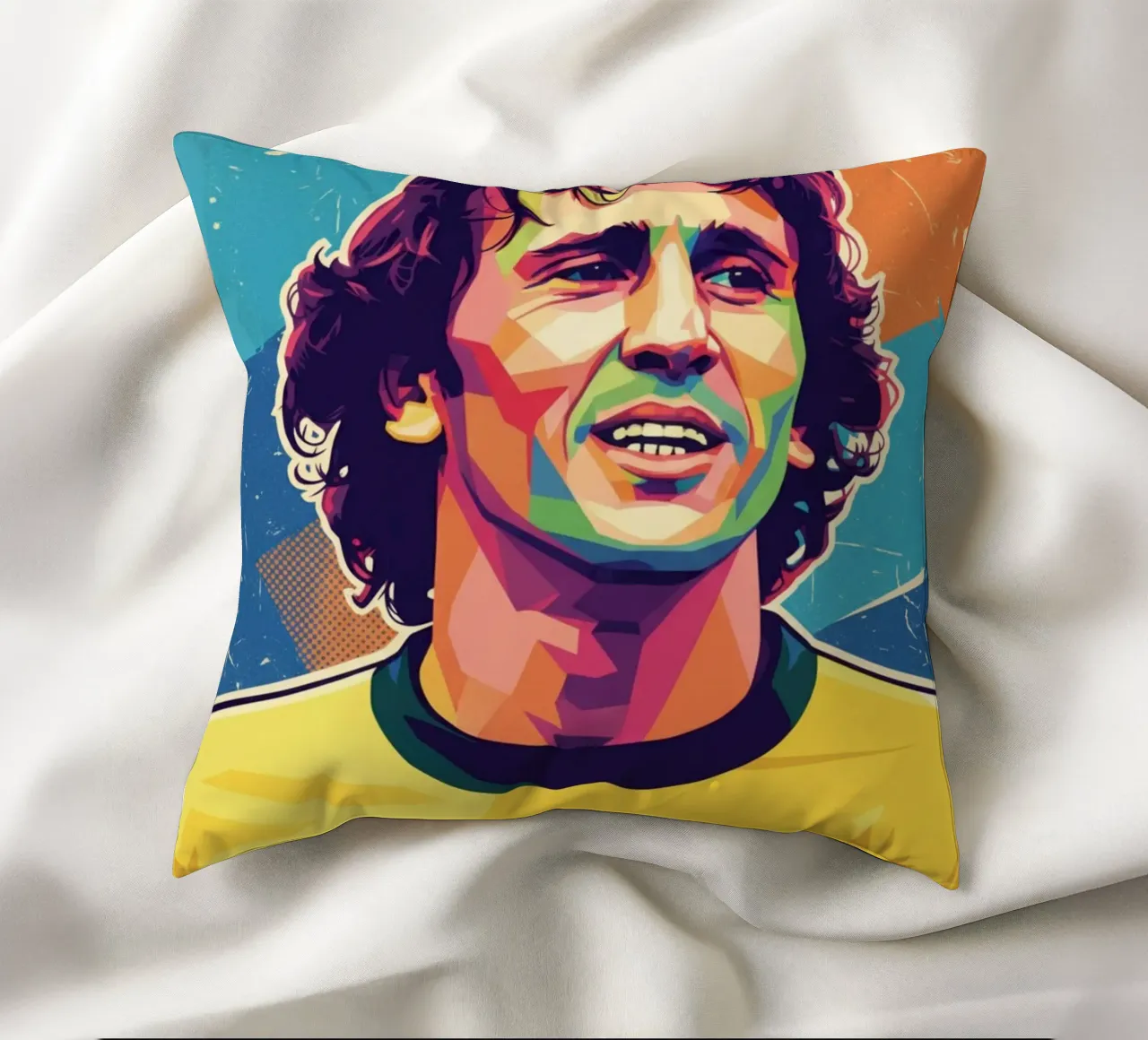 Ritratto pop art di Zico cuscino da Hantamrata