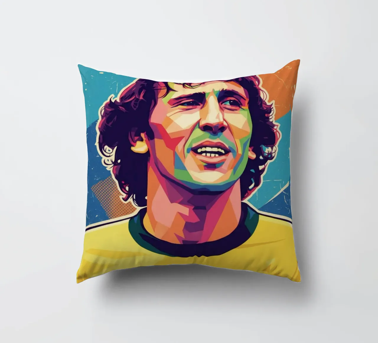 Ritratto pop art di Zico cuscino da Hantamrata