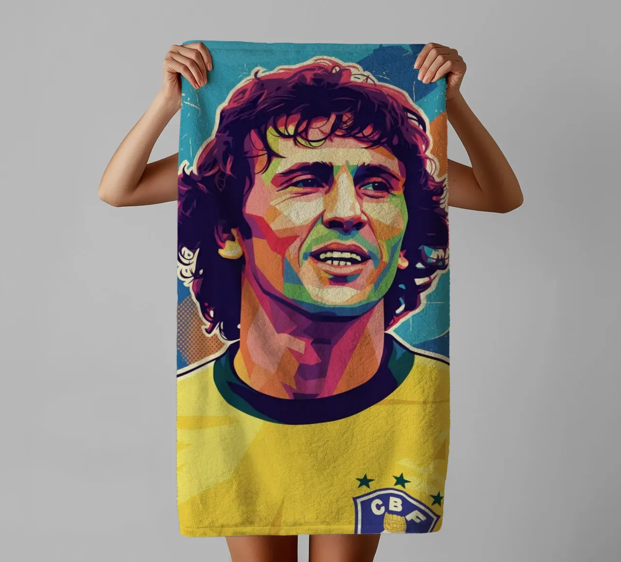 Ritratto pop art di Zico asciugamano da bagno da Hantamrata