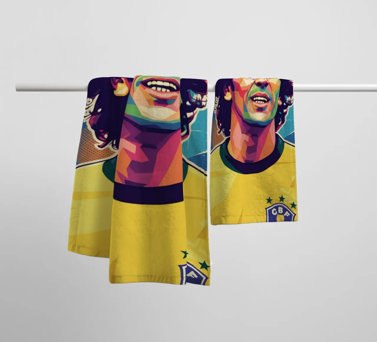 Ritratto pop art di Zico asciugamano da bagno da Hantamrata