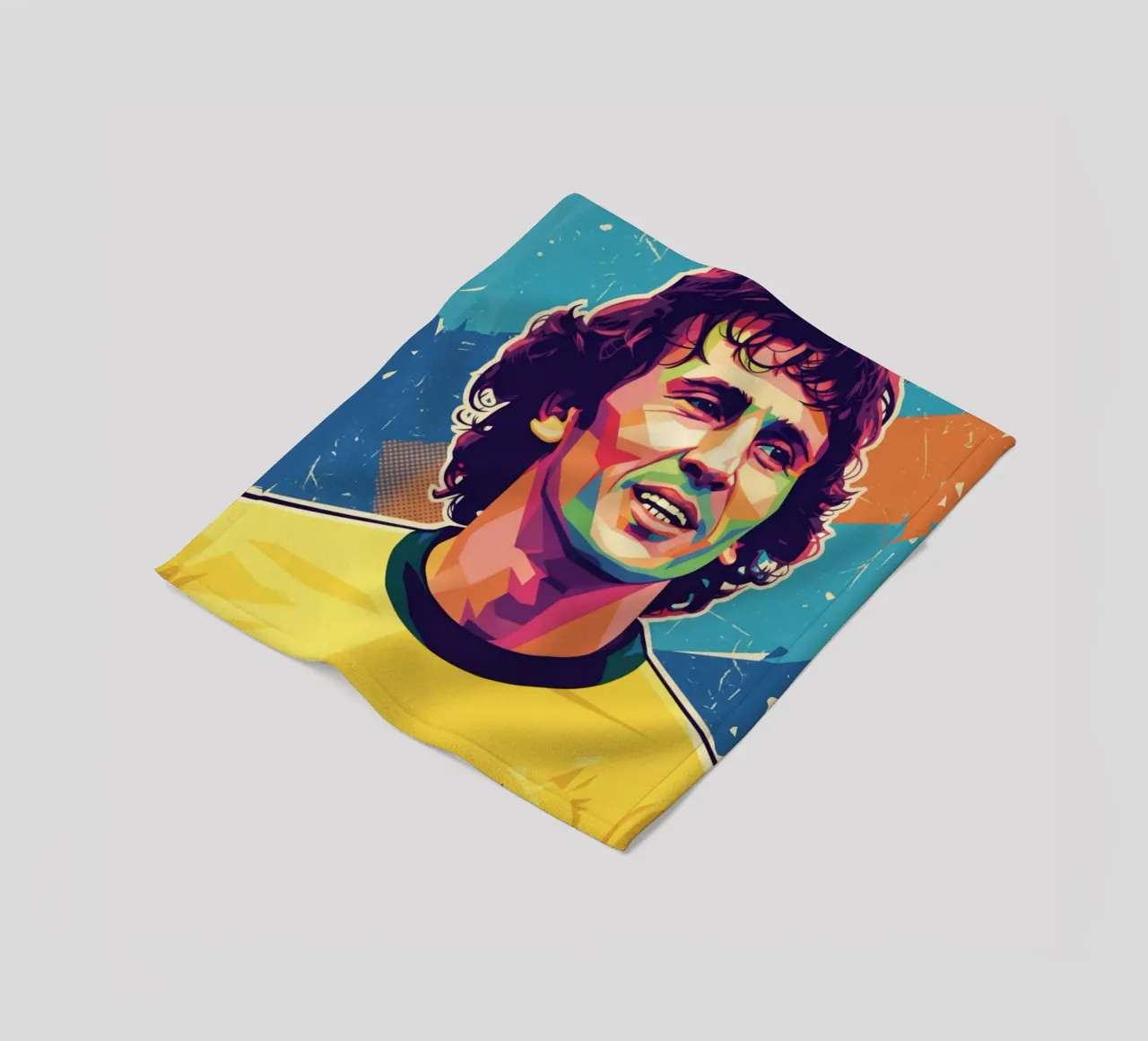 Ritratto pop art di Zico coperta in pile da Hantamrata