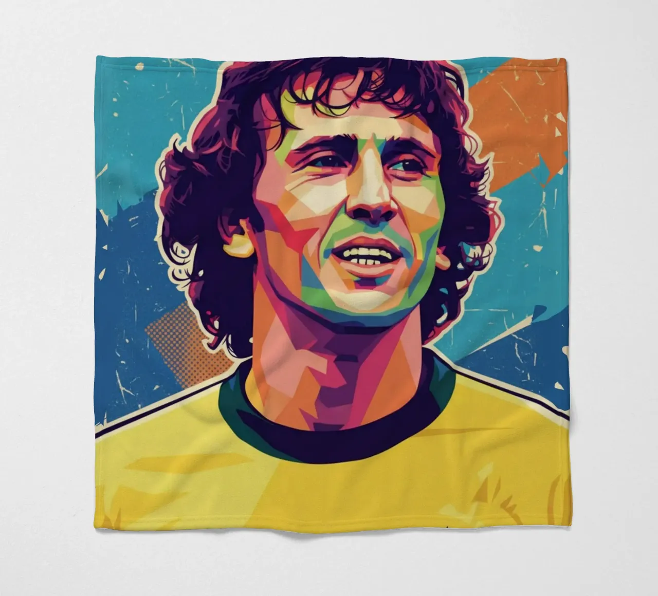 Ritratto pop art di Zico coperta in pile da Hantamrata