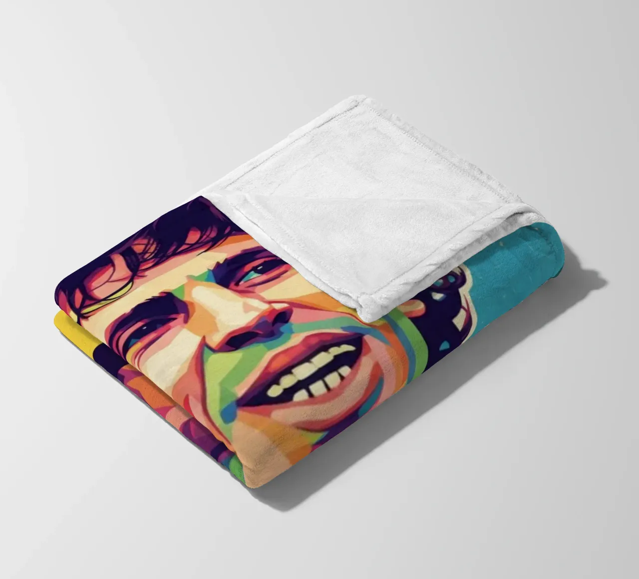 Ritratto pop art di Zico coperta in pile da Hantamrata