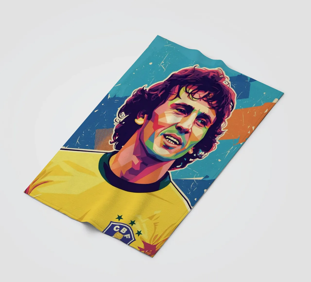 Ritratto pop art di Zico coperta in pile da Hantamrata