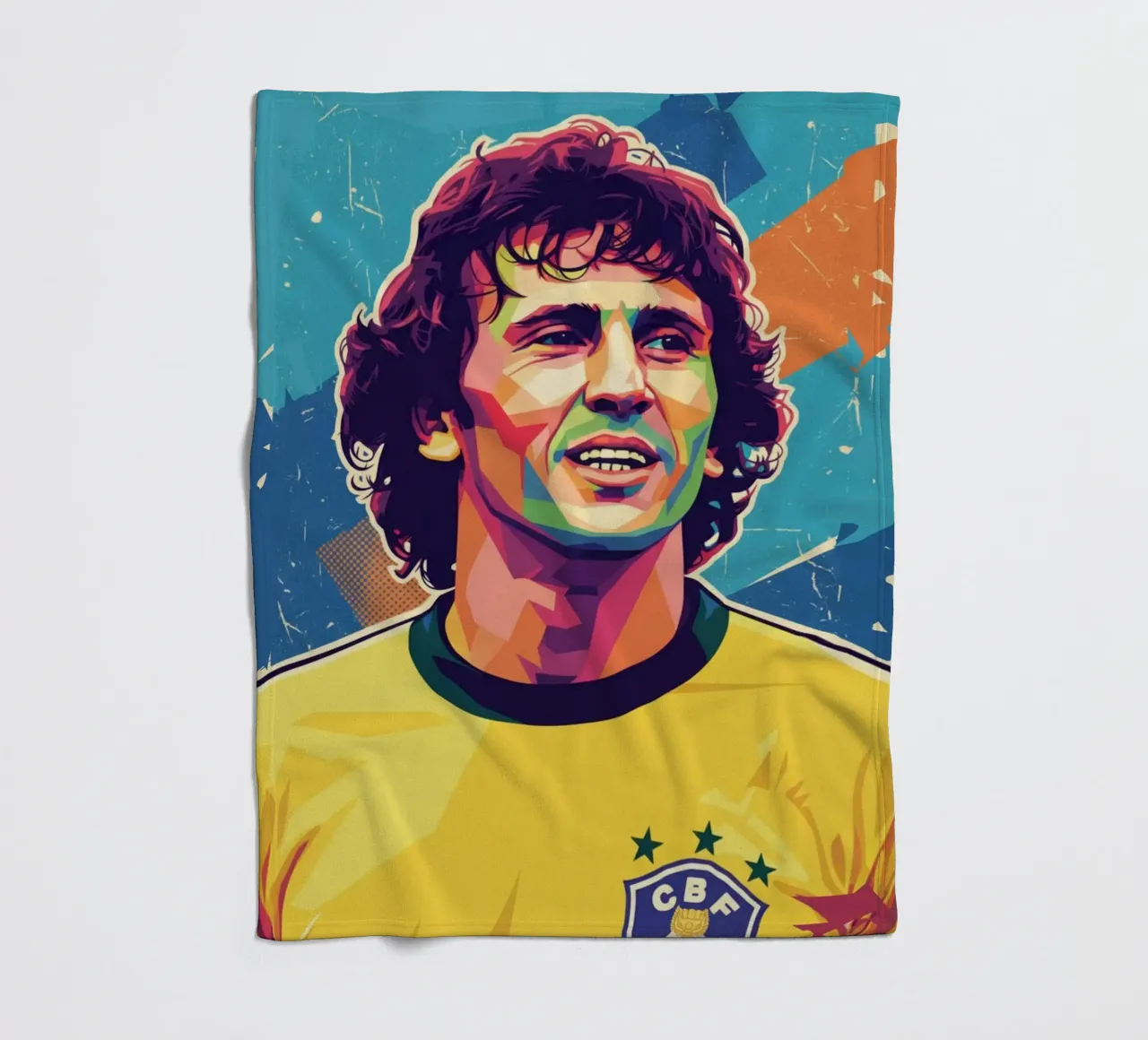 Ritratto pop art di Zico coperta in pile da Hantamrata