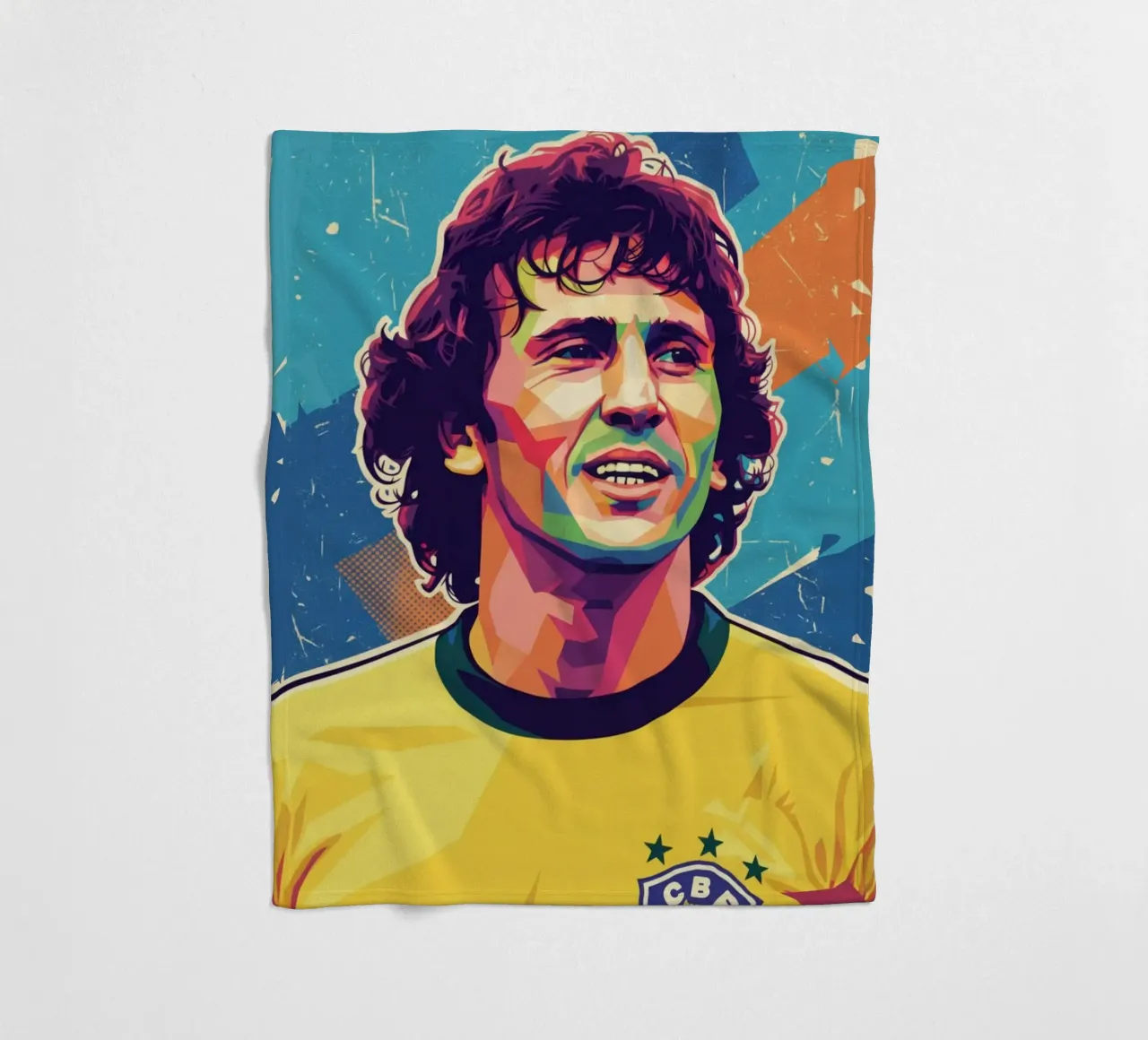 Ritratto pop art di Zico coperta in pile da Hantamrata