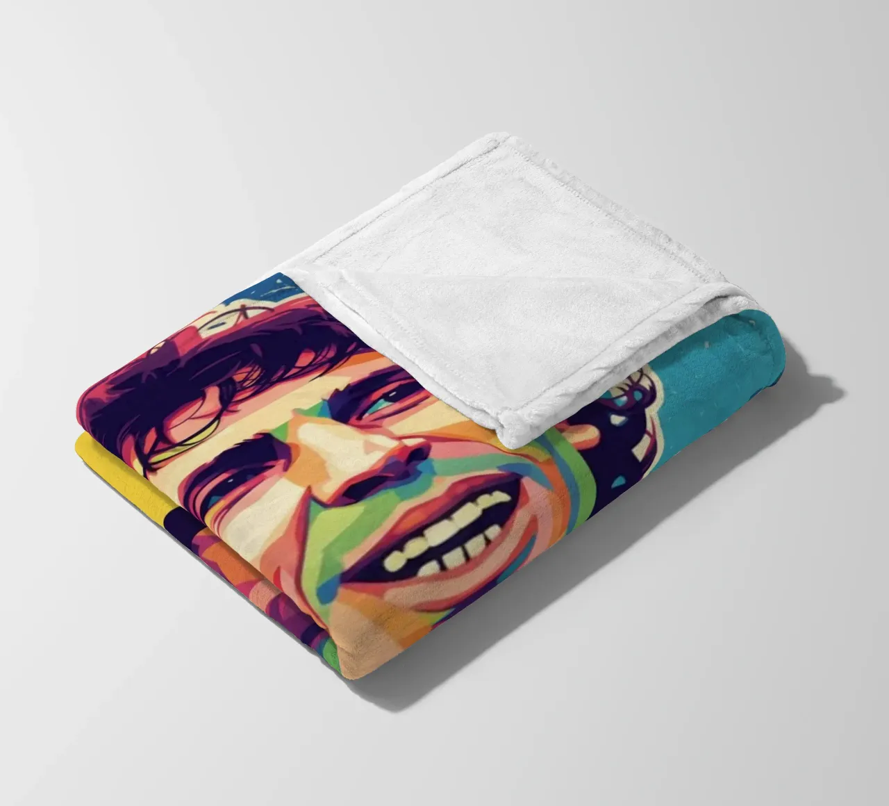 Ritratto pop art di Zico coperta in pile da Hantamrata