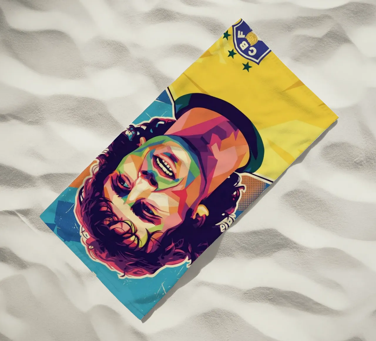 Ritratto pop art di Zico telo mare da Hantamrata