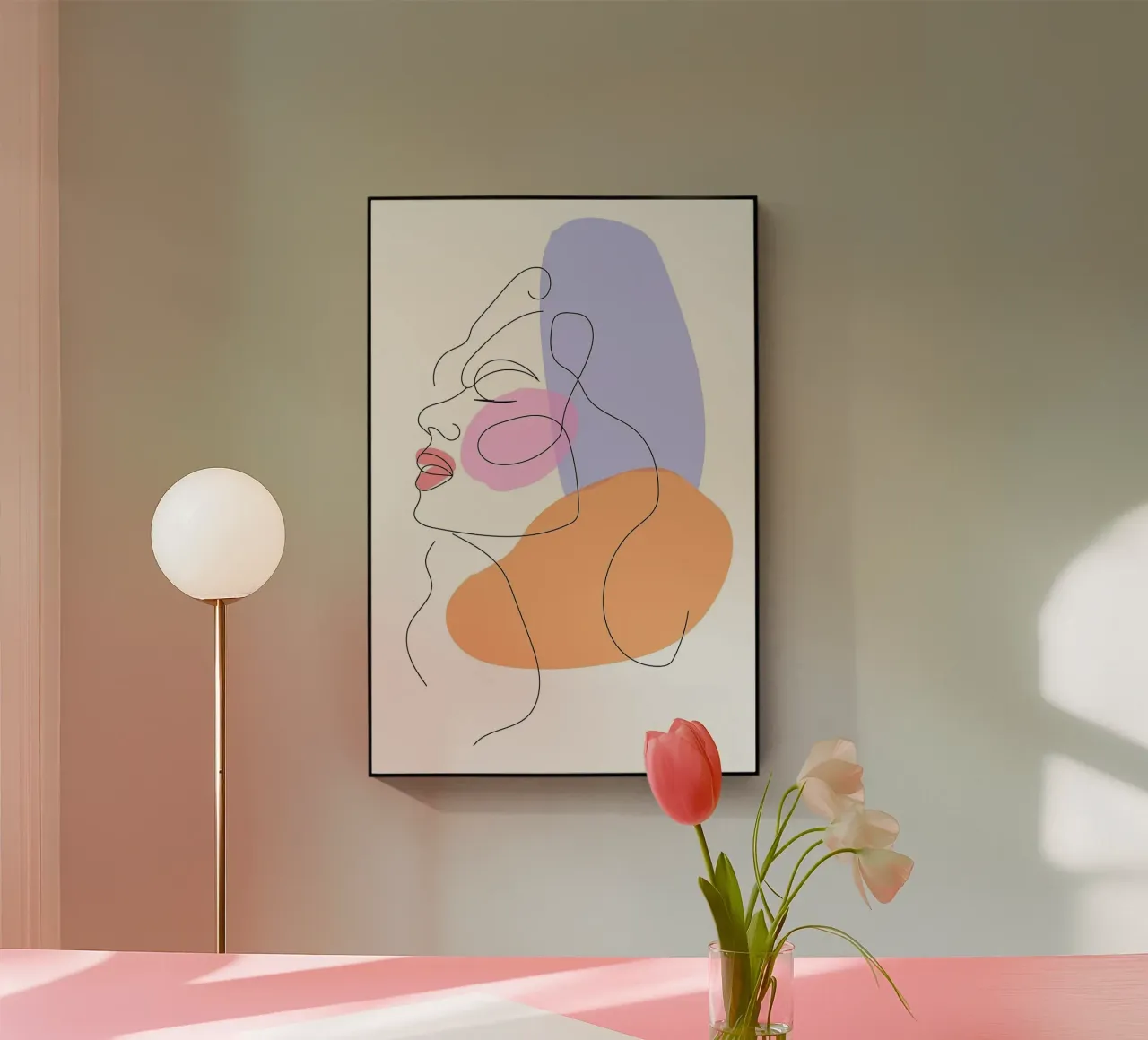 Volto di donna Line Art plexiglass da Leo Kelly