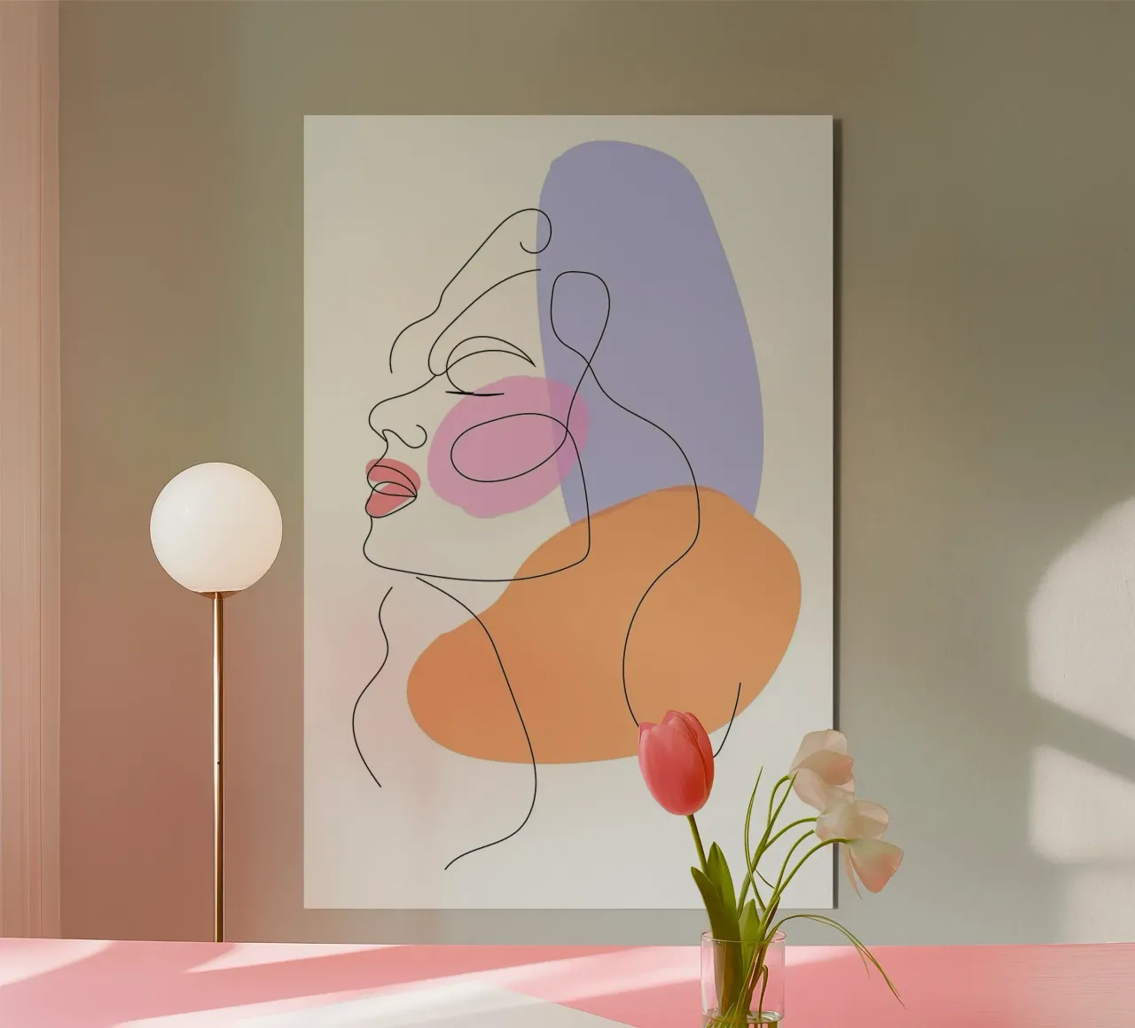 Volto di donna Line Art alluminio dibond da Leo Kelly