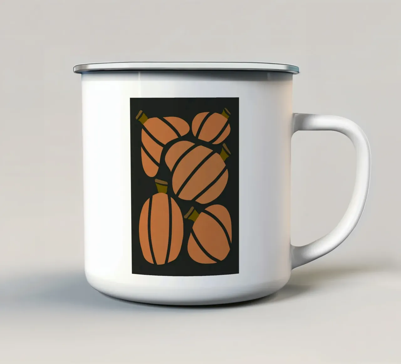 Zucca retrò di metà secolo, arte bauhaus d'autunno tazza in smalto da This Wild Soul - Illustration