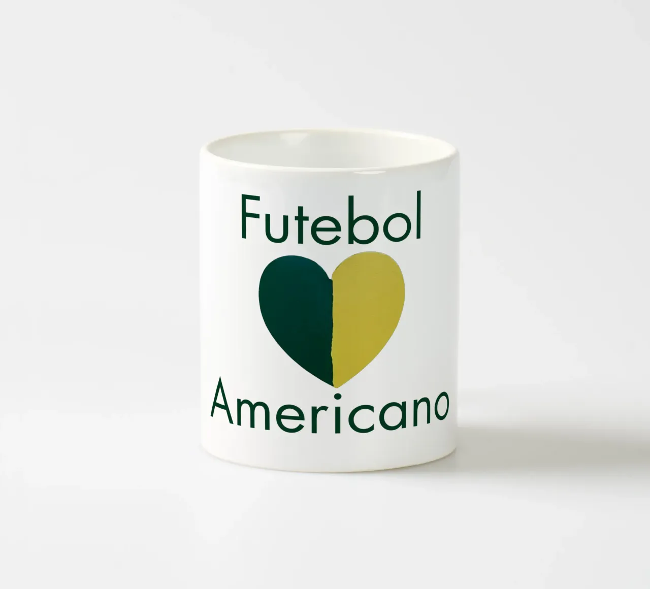 Cuore Futebol Americano verde e oro dipinto a mano tazza in ceramica da FABOArt