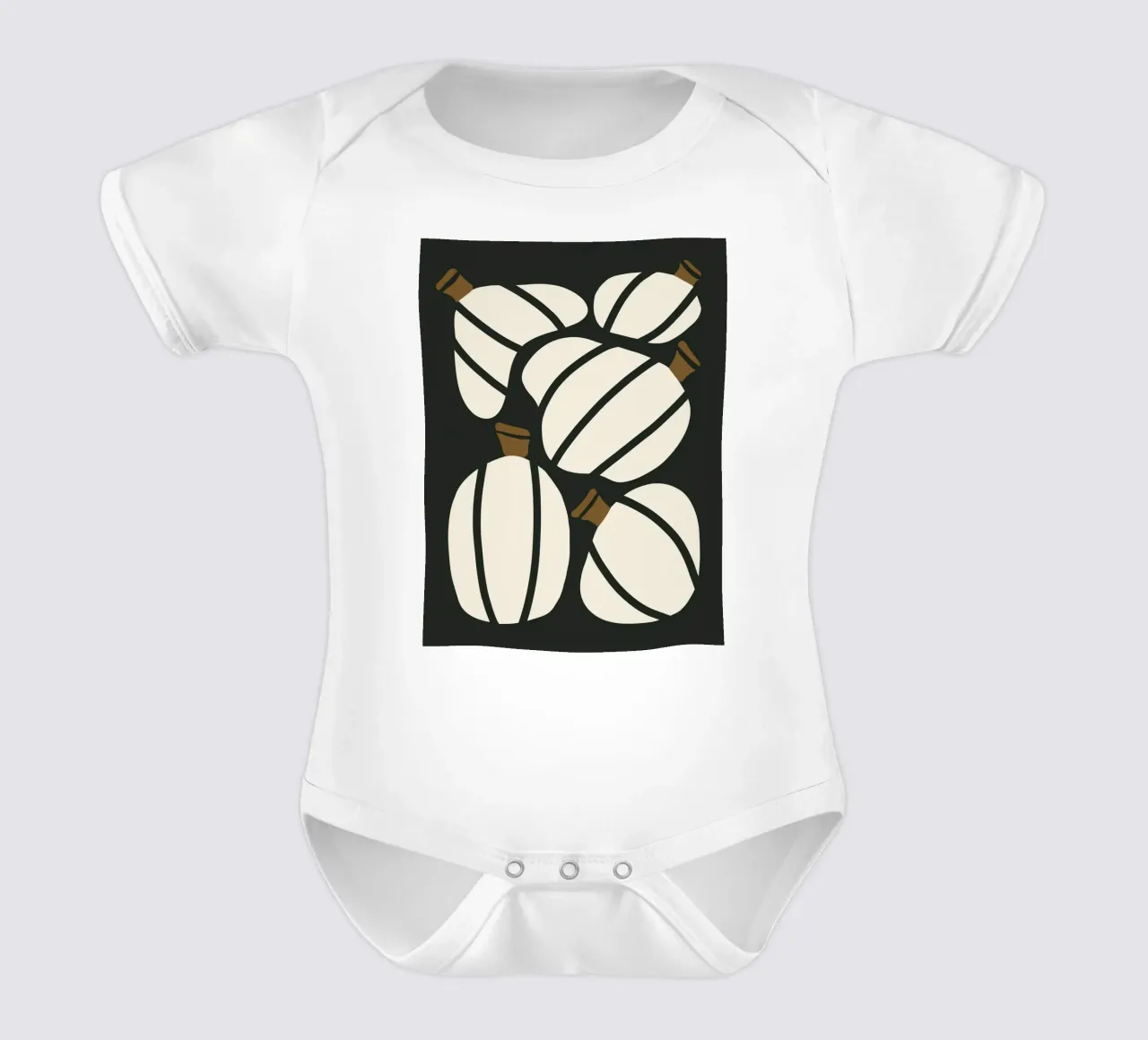 Arte bauhaus di metà secolo in bianco e nero, zucca retrò d'autunno body neonato maniche corte da This Wild Soul - Illustration
