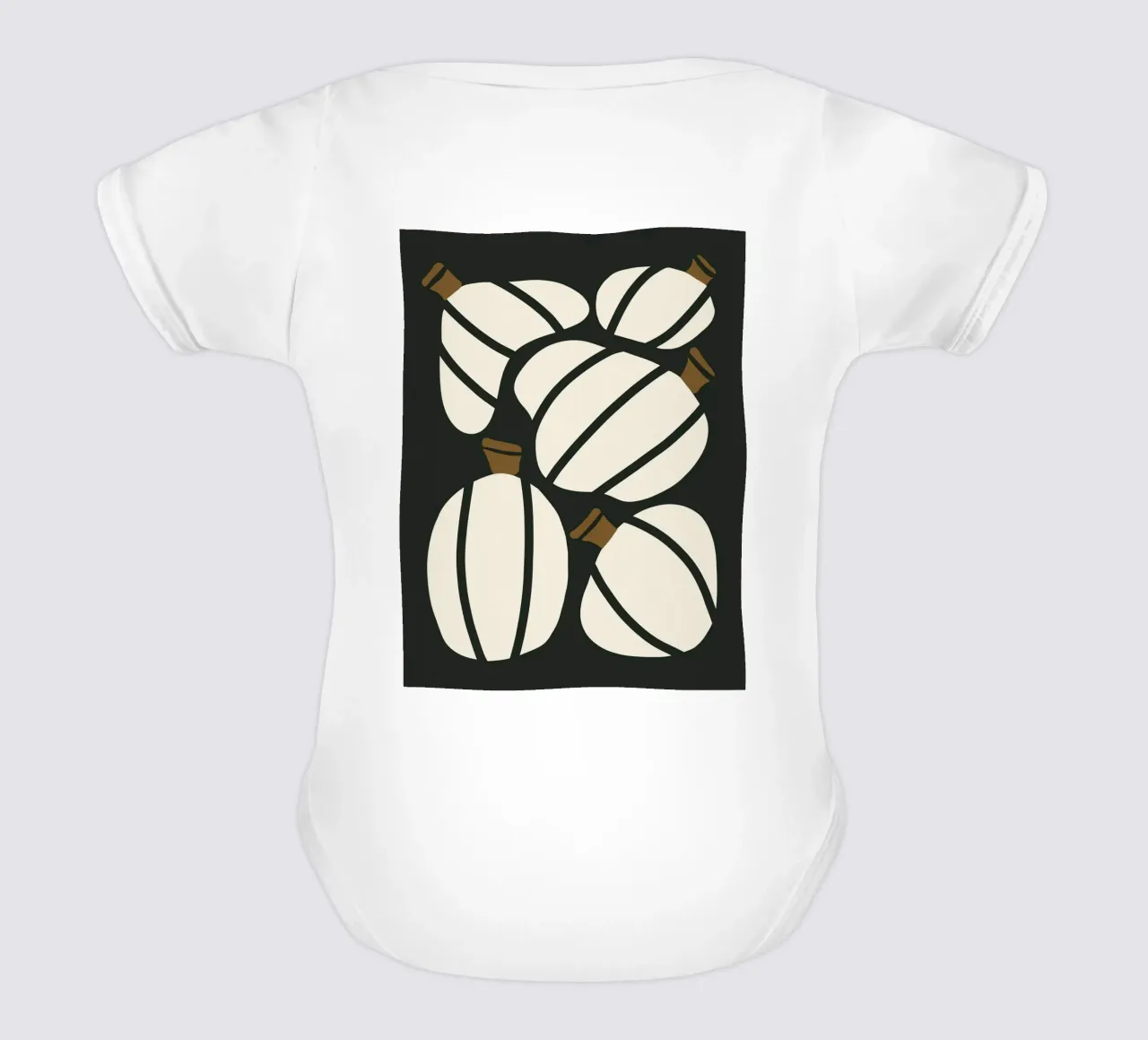 Arte bauhaus di metà secolo in bianco e nero, zucca retrò d'autunno body neonato maniche corte da This Wild Soul - Illustration