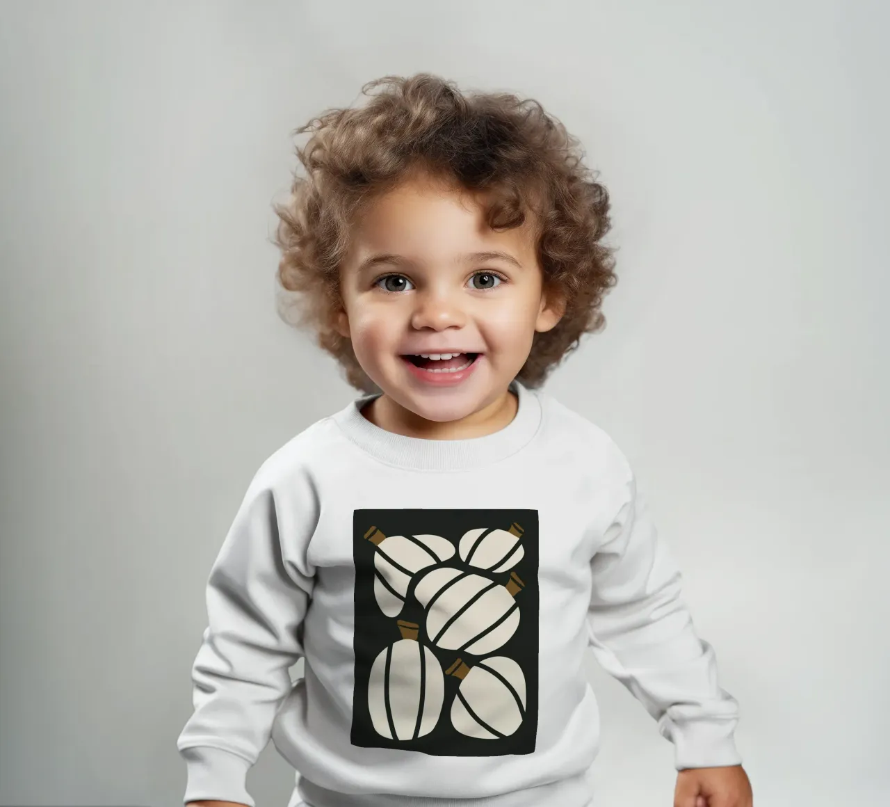 Arte bauhaus di metà secolo in bianco e nero, zucca retrò d'autunno felpa neonato da This Wild Soul - Illustration