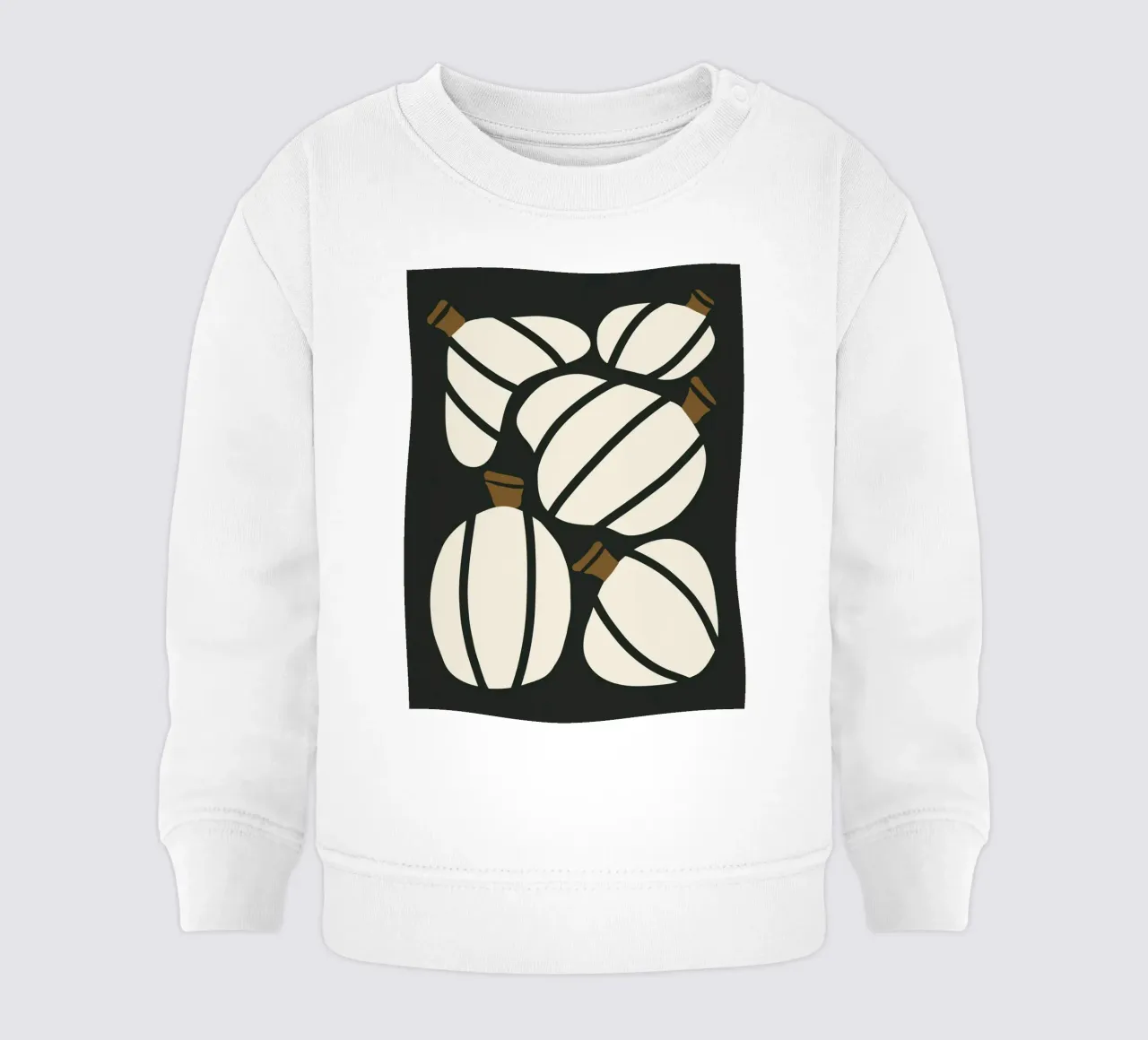 Arte bauhaus di metà secolo in bianco e nero, zucca retrò d'autunno felpa neonato da This Wild Soul - Illustration