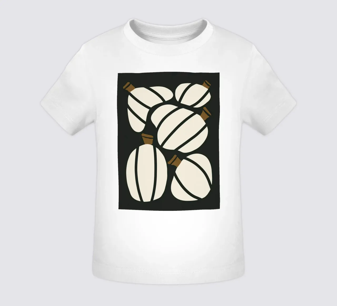 Arte bauhaus di metà secolo in bianco e nero, zucca retrò d'autunno maglietta neonato da This Wild Soul - Illustration