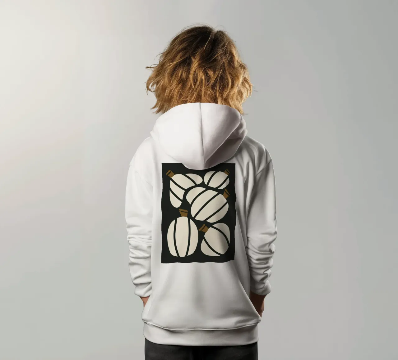 Arte bauhaus di metà secolo in bianco e nero, zucca retrò d'autunno felpa bambino con cappuccio da This Wild Soul - Illustration
