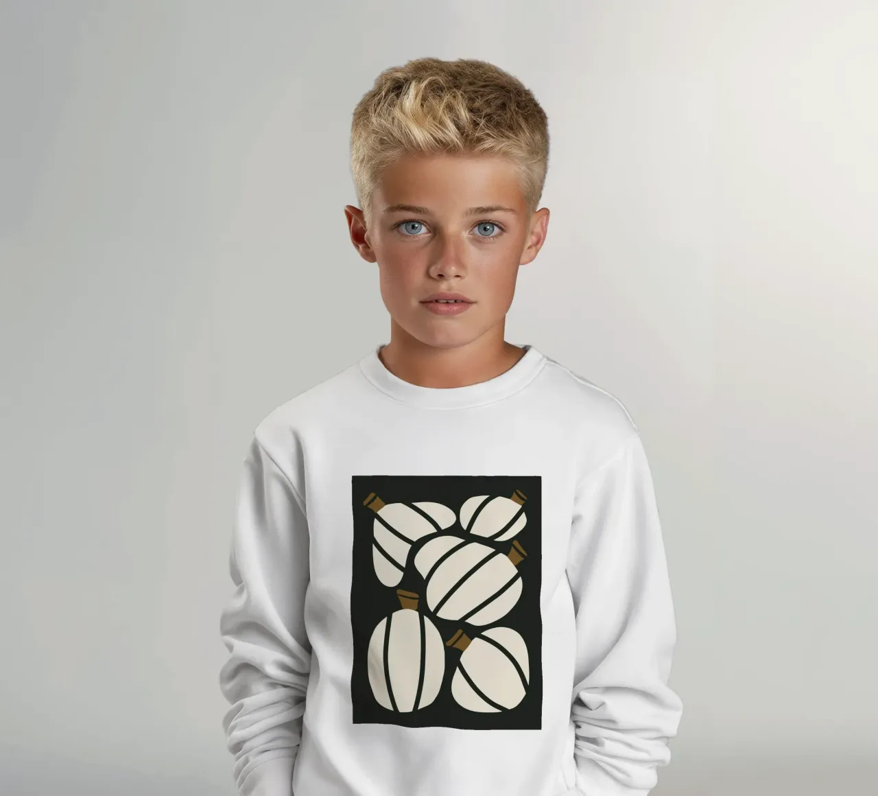 Arte bauhaus di metà secolo in bianco e nero, zucca retrò d'autunno felpa bambino da This Wild Soul - Illustration